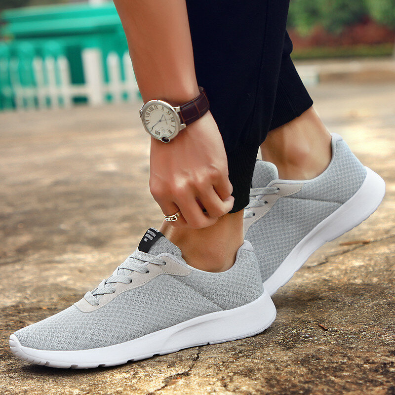 Кроссовки мужские легкие на шнуровке, Повседневная Удобная дышащая обувь для ходьбы и тенниса, на лето