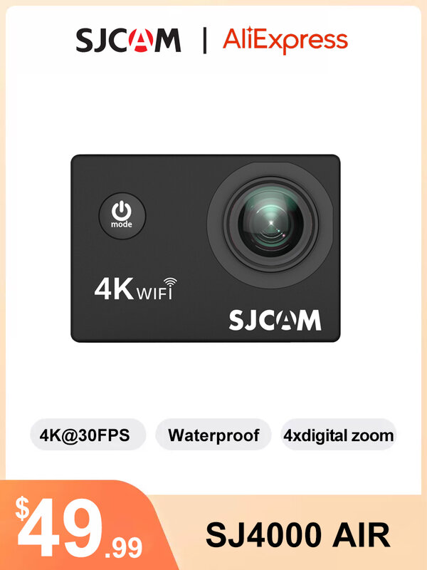 Câmera de ação 4K, SJCAM SJ4000 AIR, 4K 30FPS, WIFI, zoom digital 4x, câmera DV subaquática à prova d'água, câmeras de vídeo esportivas
