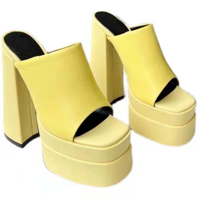 2022 bardzo wysokie obcasy platformy kwadratowe Toe sandały szpilki z otwartym czubkiem Party letnie kobiece czółenka modne buty duże rozmiary 35 ~ 43