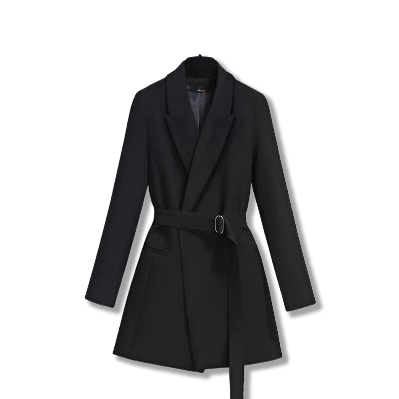 New Office capispalla donna cappotto Casual Lady risvolto colletto manica lunga solido nero bianco abiti Blazer con cintura giacche