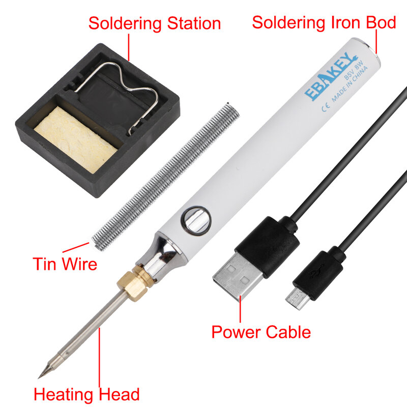 Kit de soldador eléctrico USB portátil de tres velocidades, herramientas de soldadura de reparación de 5V y 8W, temperatura ajustable