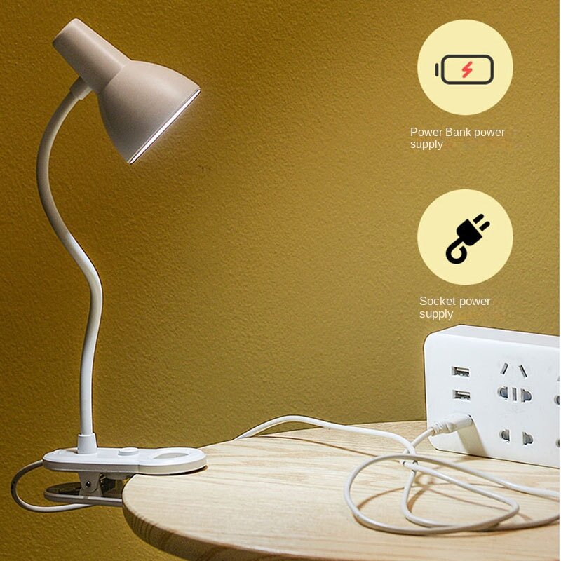 SB – Mini lampe de bureau à Led, lumière de lecture chaude à pince, luminosité, lampe d'étude, Flexible, pour lit de livre