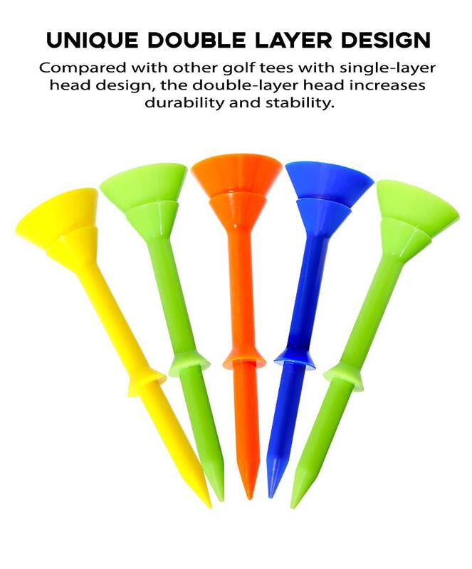 50 Buah Tee Golf Plastik Cup Besar 83Mm Yang Tidak Bisa Dipecahkan 3 1/4 Inci Mengurangi Gesekan Tee Spin Samping untuk Latihan Golf