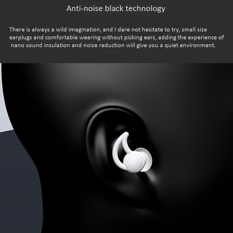 2 par de tampões de ouvido confortável em forma de cone viagem sono à prova de ruído tampões de ouvido sono som proteção de ouvido (cinza e preto)