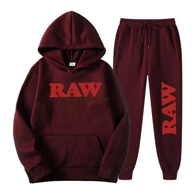 RAW Rope Sport Hoodie Sport Pants Men's Suit Fall/Winter Casual Wool Sportswear Oversized Warm Unisex Hoodie Set Free Shipping