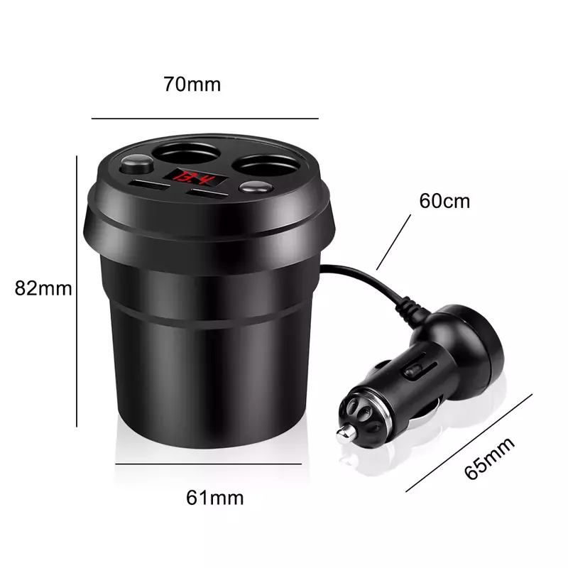 Dual USB Car Splitter 3.1A Power Socket Cigarette Lighter Splitter Charger Cup Holder With Voltage LED Display Car Accessories