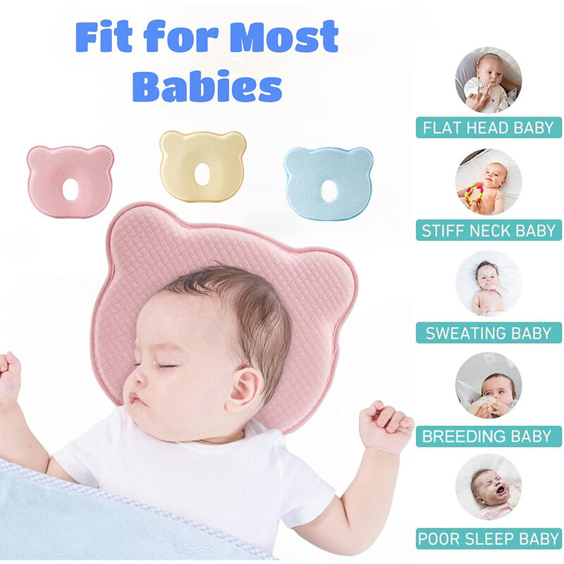 Almohadas moldeadoras transpirables para bebé recién nacido, almohada de espuma viscoelástica para evitar la cabeza plana, ergonómica