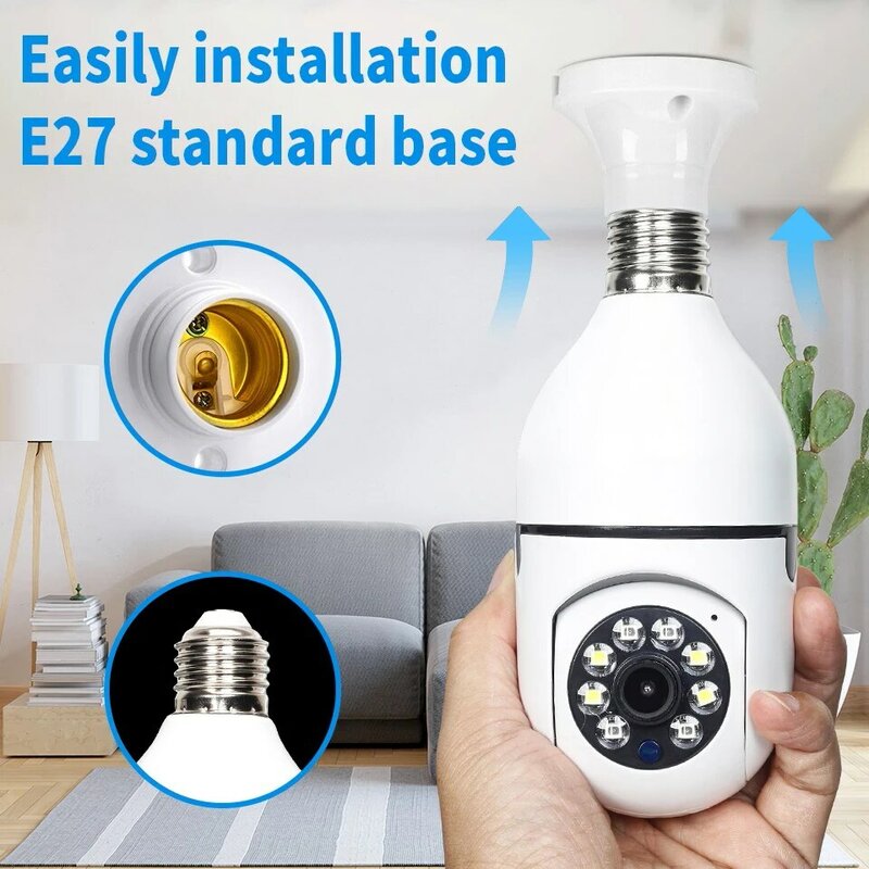 Tuya Wireless E27 lampadina telecamera di sorveglianza monitoraggio automatico umano 4X Zoom digitale visione notturna videocamera Monitor di sicurezza