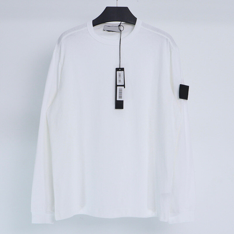 Marca de pedra streetwear manga longa tshirts masculino clássico algodão camisola bordado cor emblema 5 cores em torno do pescoço pulôver topos