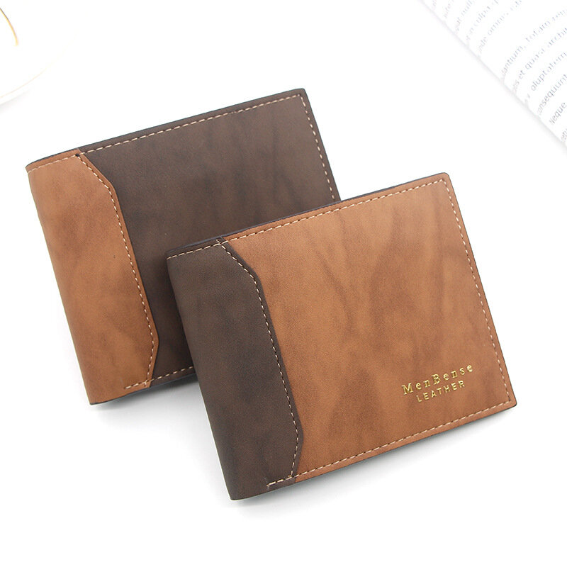 Men's Wallet Short Patchwork Clutch Bag Handbag Large Capacity PU Leather Wallets Female Money Purse PU Leather Coin Pocket