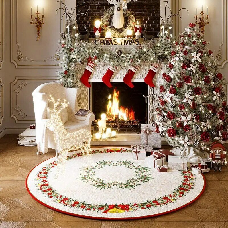 Рождественский коврик, роскошные коврики для гостиной, круглый коврик, скандинавские Коврики для спальни, рождественские подарки, домашний декоративный коврик для дивана