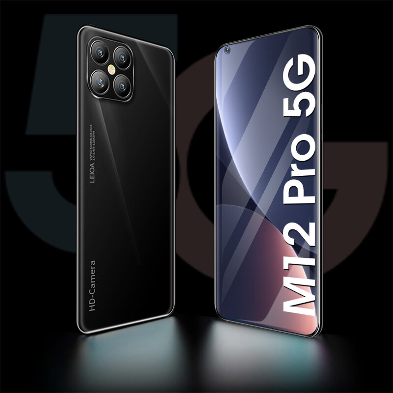 2022 M12 Pro 7.3 인치 스마트 폰 16 + 512GB 핸드폰 48MP 핸드폰 5G 네트워크 풀린다 Smartphone celular