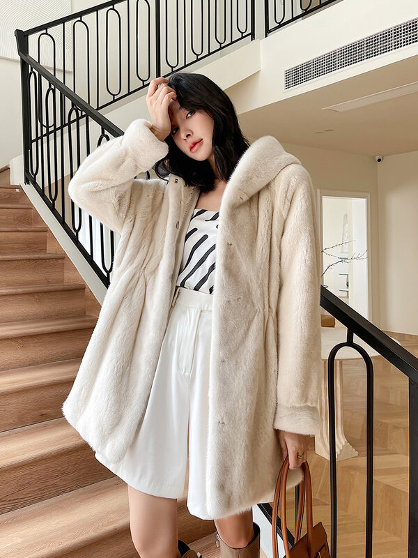 Manteaux de fourrure de vison véritable pour femmes, manteau de fourrure longue, vêtements d'hiver surdimensionnés 6xl 5xl 7xl