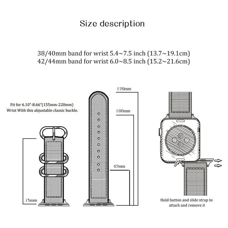 ไนลอนสำหรับ Apple Watch Band Series 7 6543กีฬา Manly สร้อยข้อมือ44มม.42มม.41มม.45มม.38มม.40มม.สายนาฬิกาสำหรับ Iwatch Se