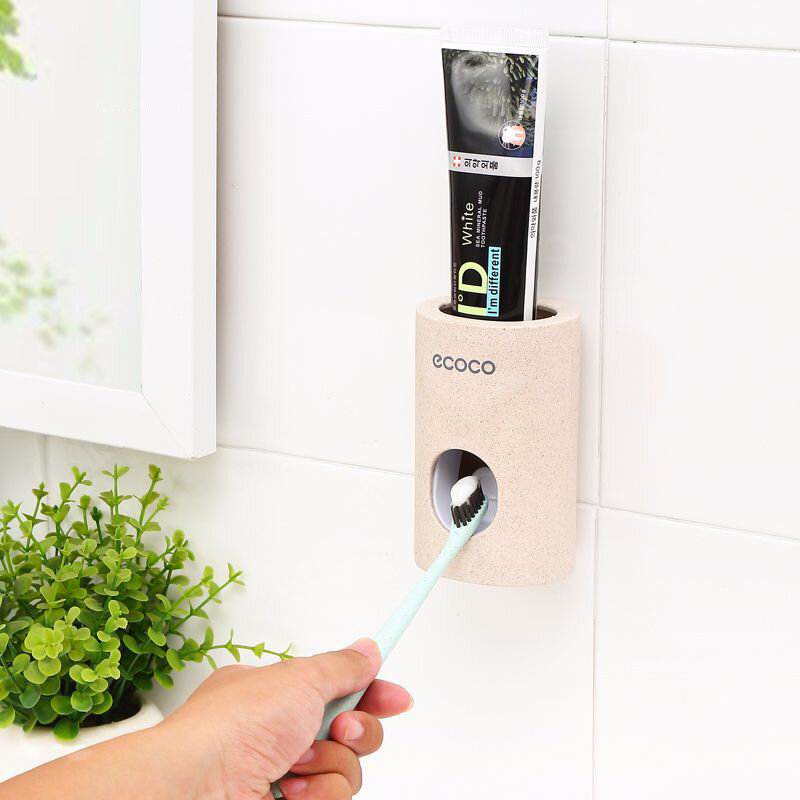 Dispensador de pasta de dentes automático à prova de poeira suporte de escova de dentes suporte de montagem na parede acessórios do banheiro conjunto de dentes