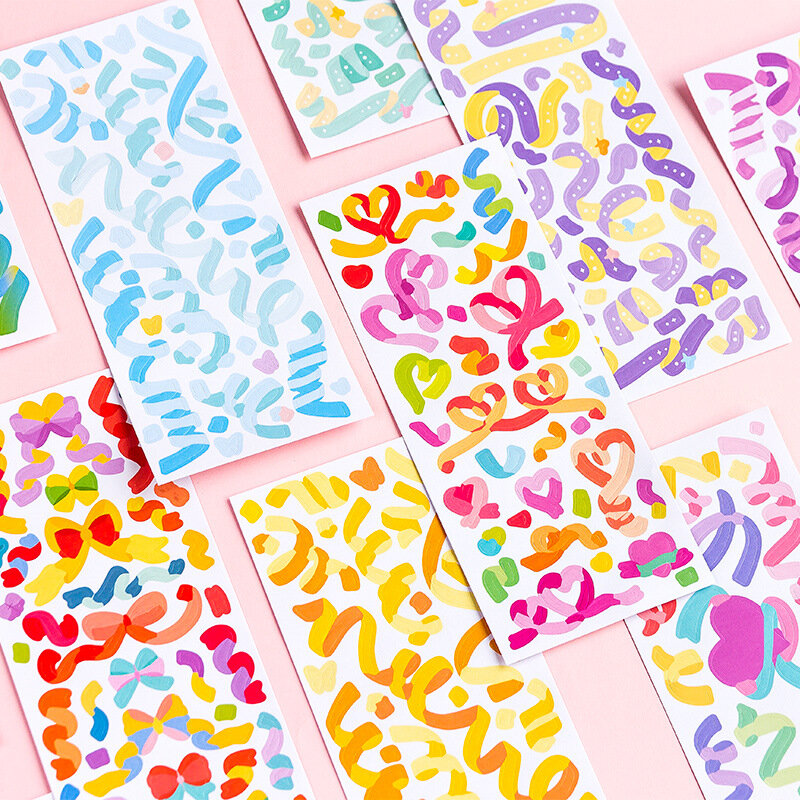 Fancym 3 Lembar Stiker Seri Rainbowsky Dekorasi Warna-warni Bahan Akun Tangan DIY