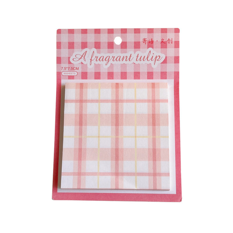 50sheets Concise Notes Plaid Note Book Adhesive Stationery Memo PadOffice Can Stick Sticky Note Message Paper Stationery