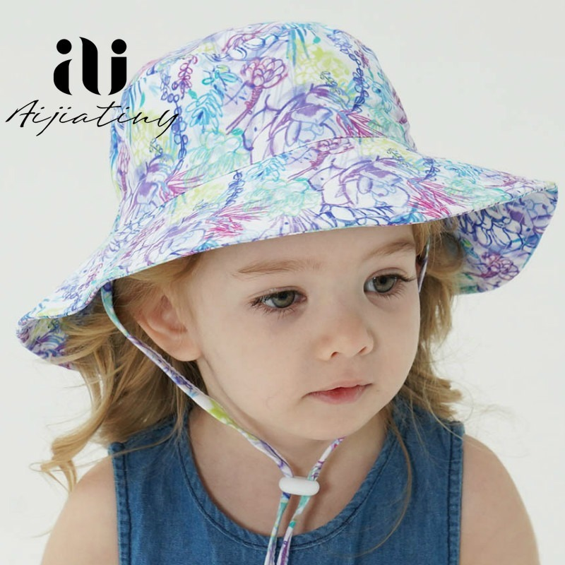 Topi Bayi Musim Panas untuk Anak Perempuan Anak Laki-laki Anak-anak Ember Topi Musim Semi Musim Gugur Perjalanan Pantai Hat Bayi Cap Matahari Topi dengan Tahan Angin tali 16 Warna