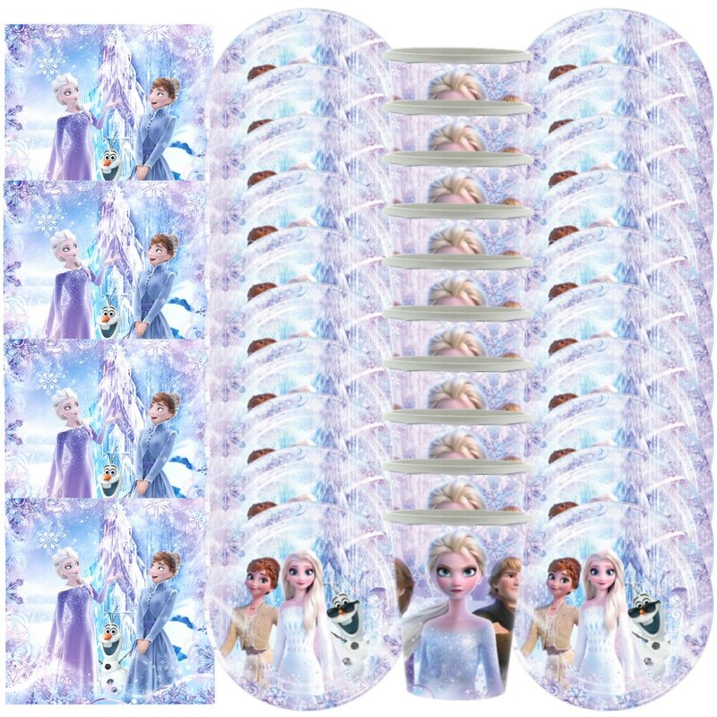 Frozen elsa anna tema crianças decoração de aniversário neve rainha copo placa guardanapo utensílios de mesa balões meninas festa de aniversário suprimentos conjunto