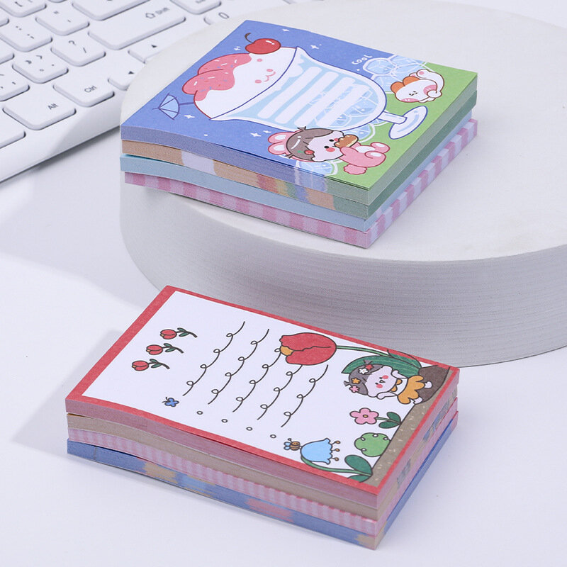 Cartoon Little Girl Sticky Notes Cute Memo Pads Students Portable Small Notebook Tearable Planner N Times Sticker Stationery Tag