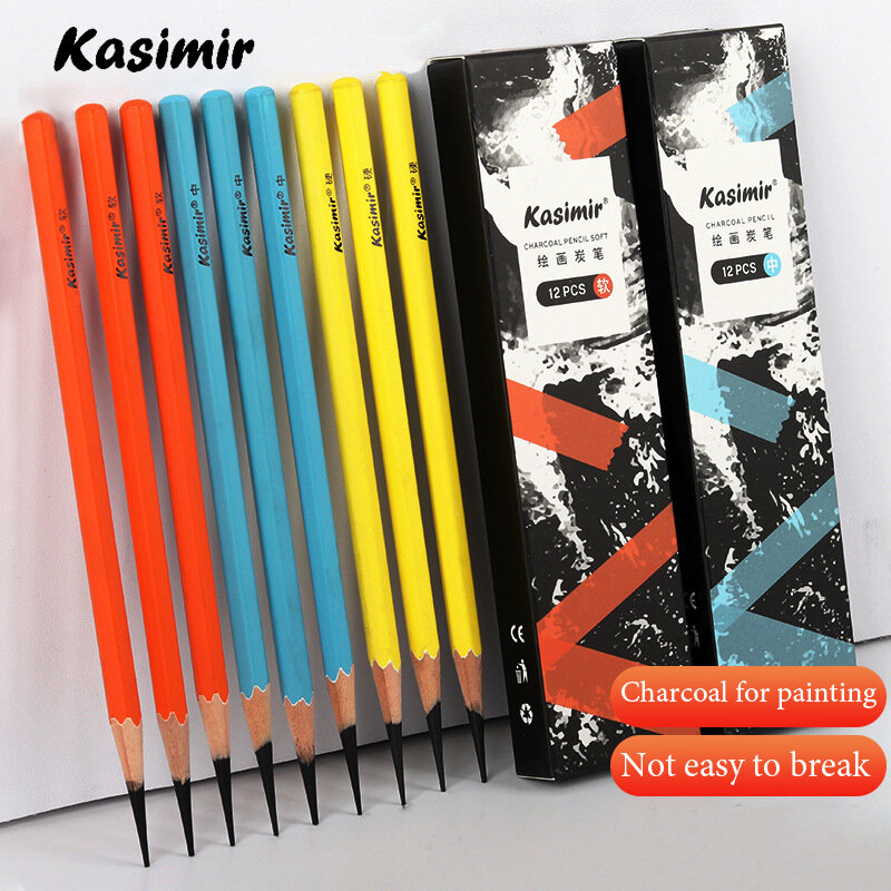 KASIMIR-Juego de lápices profesionales de carbón para dibujo, suministros de Arte de dibujo, Manga, suave, medio duro