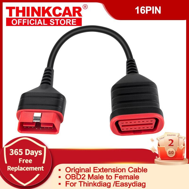 ThinkDiag-Cable de extensión Original OBD2 para Easydiag 3,0/Mdiag/Golo, conector extendido principal más fuerte y rápido, 16 Pines, macho a hembra