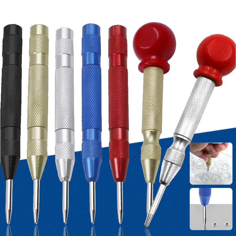 Automatic Center Punch Automatic Center Pin Woodworking Tool Wood Adjustable Spring Mark Press Dent Marker Carpenter Metal Drill