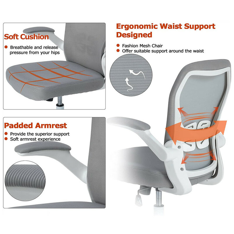 Yamasoro-조정 가능한 틸트 각도 사무실 의자, 임원 컴퓨터 책상 의자, 요추 지지대용 인체 공학적 디자인의 두꺼운 패딩