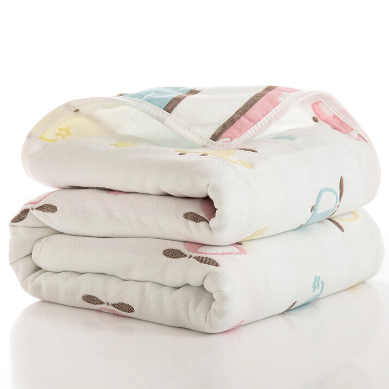 HoneyCherry Summer Baby Thin Quilt Newborn Comforter Baby Six-layer Gauze Bath Towel For Children Baby Blankets(size 80*80)