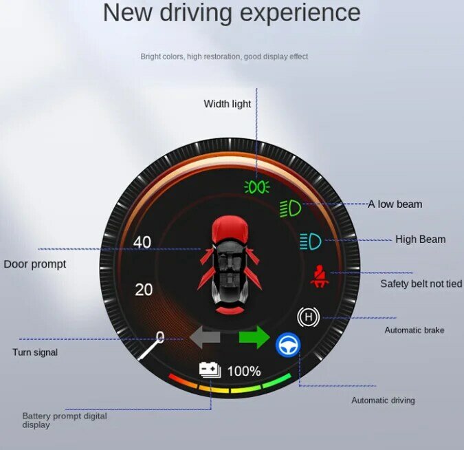 For Tesla Tesla Model 3 Y Instrument Mileage Speed Door Opening Information Light Seat Belt Prompt Dashboard LCD Display