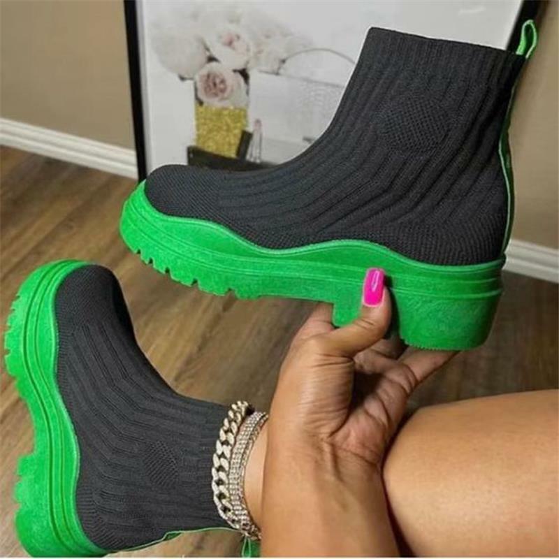 Zapatillas de deporte gruesas vulcanizadas para Mujer, zapatos planos, calcetín, sin cordones, 2022