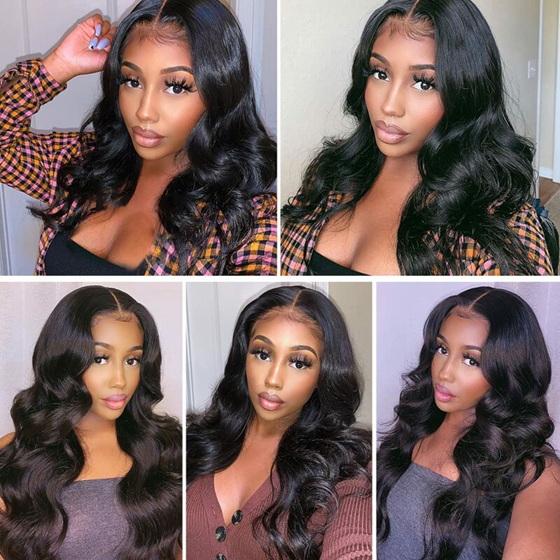 13X6 HD Transparent Lace Front Human Hair Wig 180% Brazilian Remy Body Wave 360 Full Lace Frontal Wigs For Women Pre Plucked