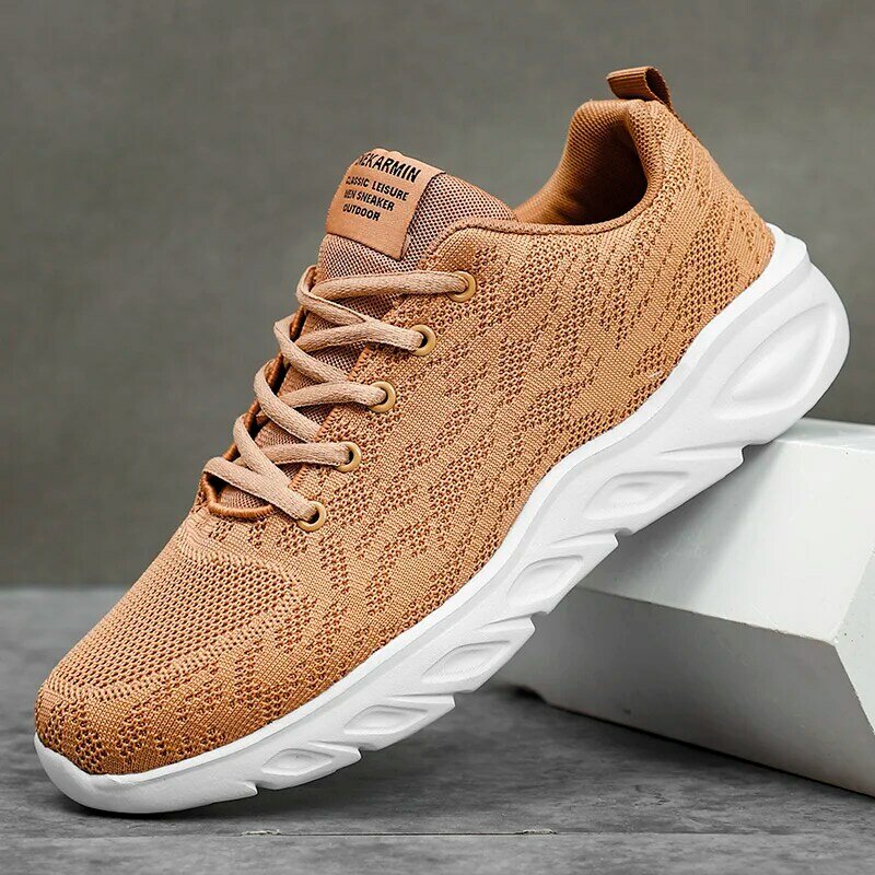 Men Sneakers Autumn Korean Style Solid Color Plus Size Lightweight Breathable Mesh Walking Shoes Zapatillas Deportivas Hombre