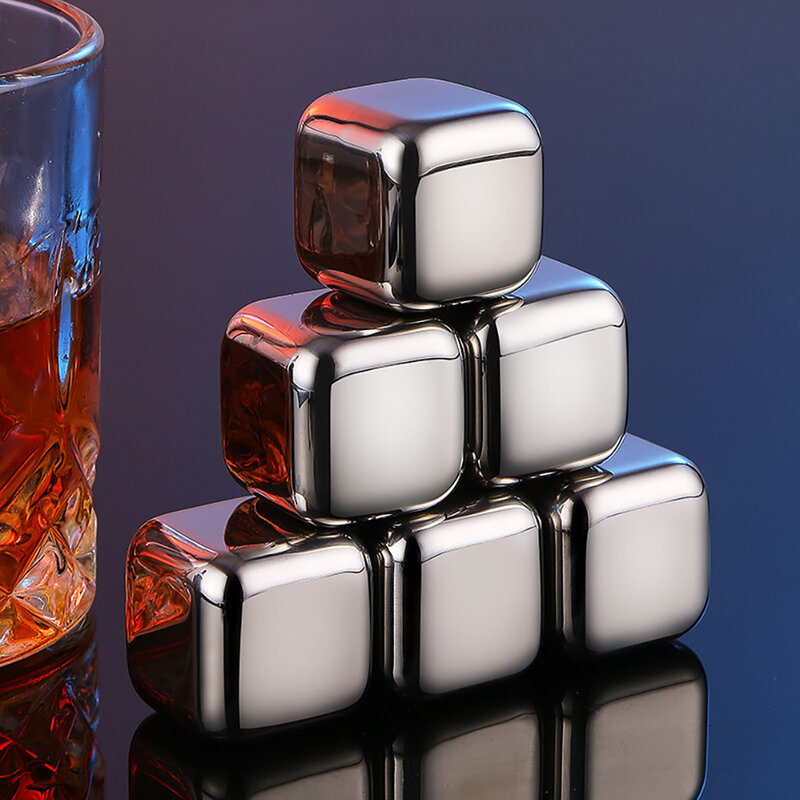 1/2 Pcs Stainless Steel Ice Cubes Set Reusable Chilling Stones for Whiskey Wine Wine Cooling Cube Chilling Rock Party Bar Tool