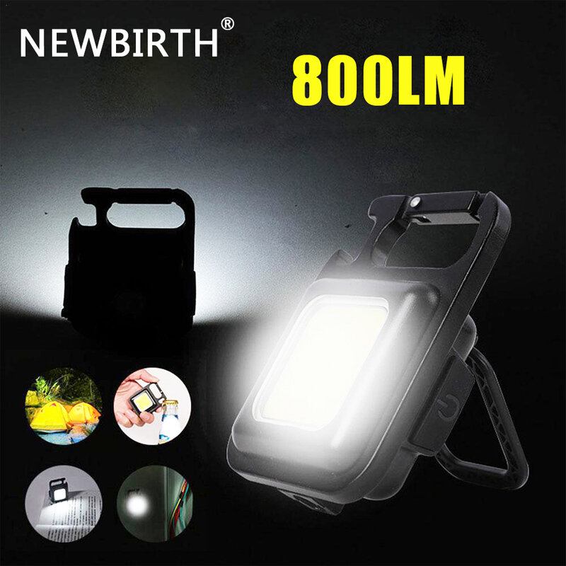 Mini linterna LED de trabajo, luz Flash de bolsillo portátil, llaveros recargables por USB, Sacacorchos de luz pequeña para acampar al aire libre