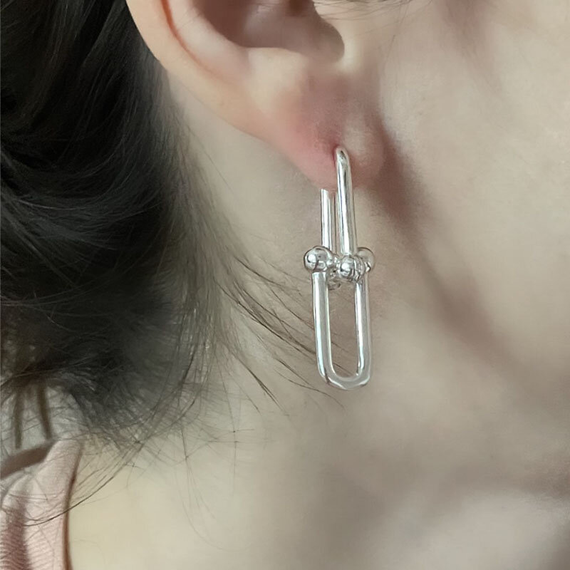 Classic S925 Sterling Silver hard series earrings earrings simple temperament anti allergy multifunctional Fashion Earrings
