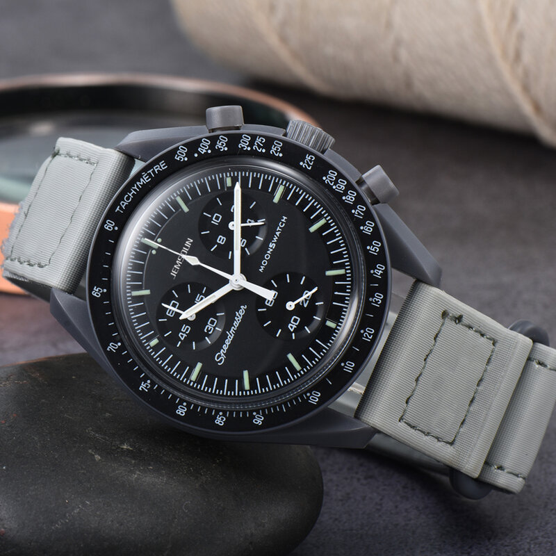 2022 nova marca original relógios multifunções caso de plástico moonwatch para senhoras dos homens vestido cronógrafo explorar planeta aaa relógio