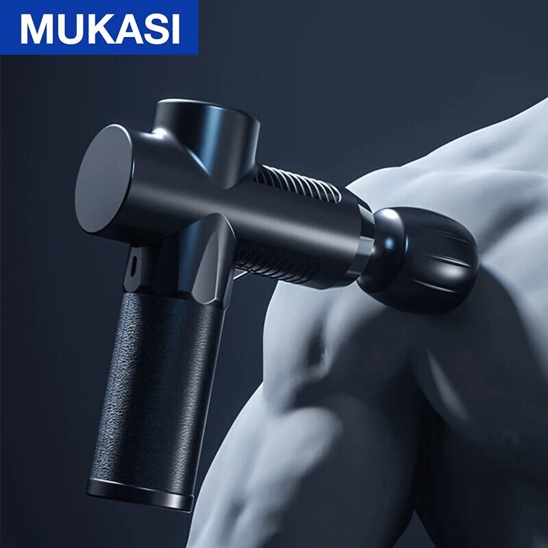 MUKASI-pistola de masaje muscular de tejido profundo, masajeador corporal, hombros, espalda, cuello, ejercicio, relajación, adelgazamiento, moldeador, alivio del dolor