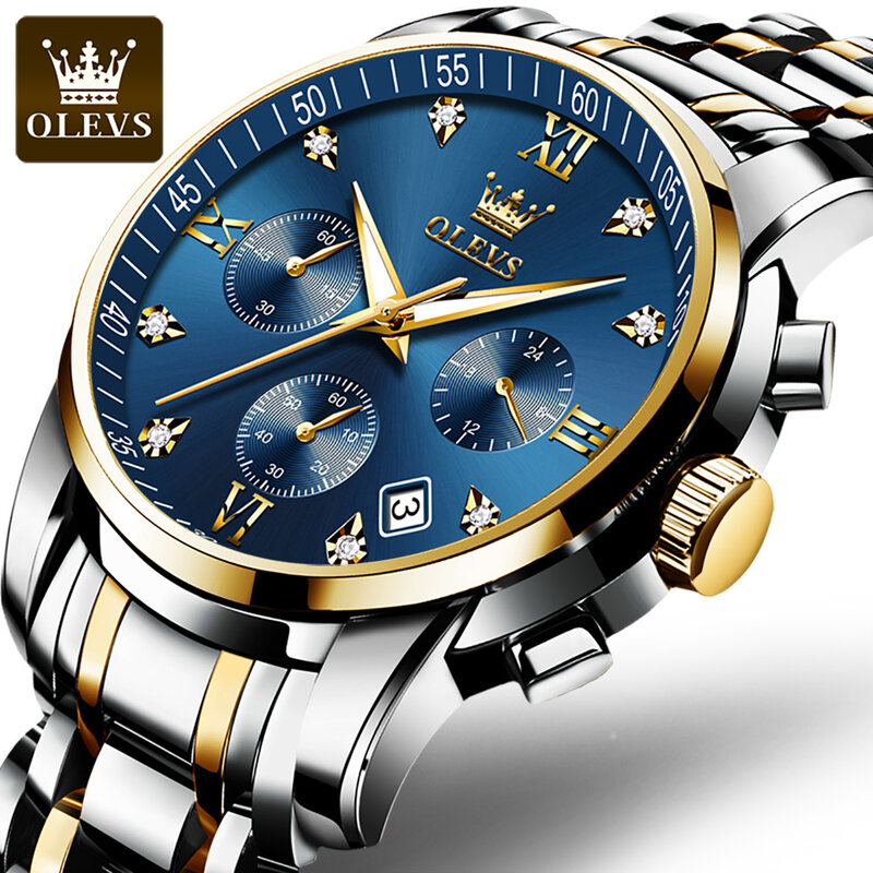 Olevs-男性用高級クォーツ時計,ステンレススチール,防水,高品質,デザイン,手首,新しいコレクション2022