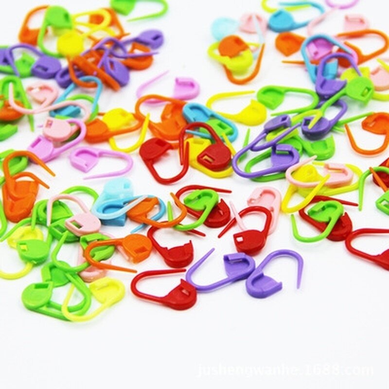 Mini clipes de papel fofos de 100 pol., clipes lindos de plástico para crochê e costura, marcadores de ponto