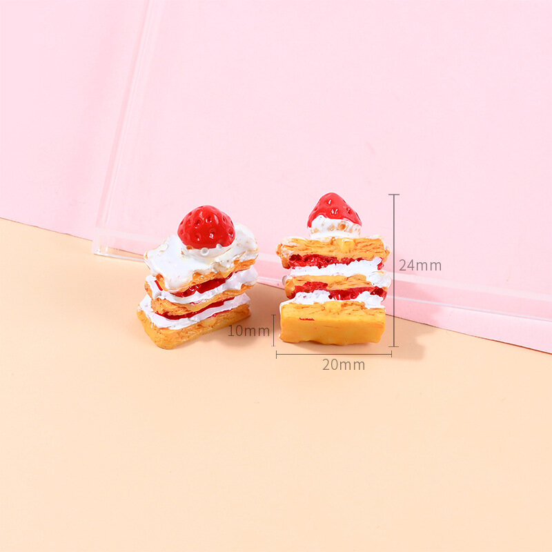 Resin Strawberry Cake DIY Crafting Material Hair Band Making Supplie Jewelry Charm Pendant Embellishments Handmade Decoration
