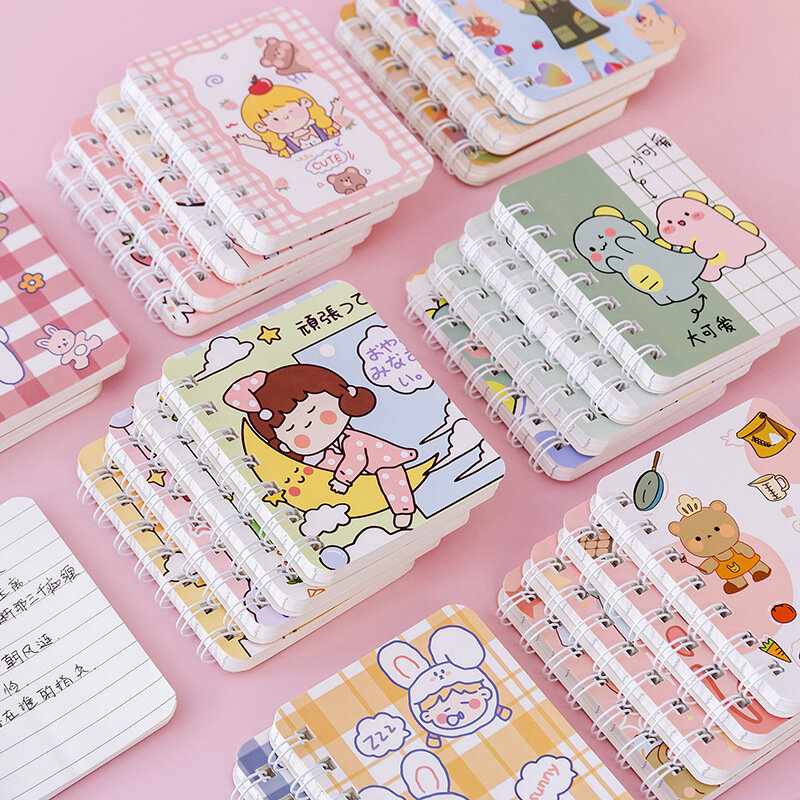Korean Cute Girl Boy Coil Notepad Pocketbook Message Memo Notebook Student Diary Mini Kawaii Office Simple Journal Stationery A7