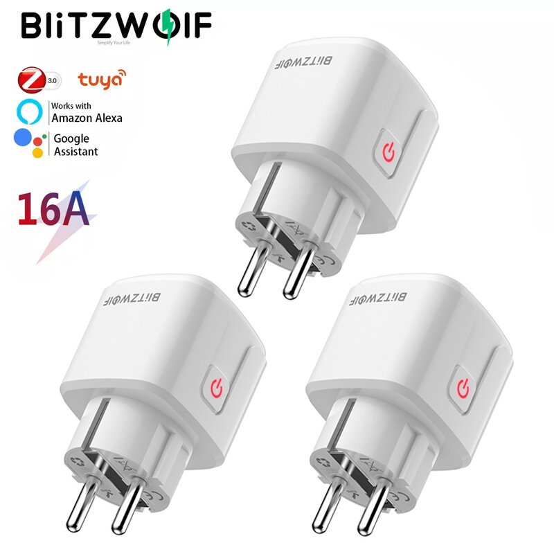 BlitzWolf BW-SHP15 Zigbee 3.0 16A Smart Plug Presa 3680 W Spina UE Presa di corrente APP Timer remoto Il monitoraggio energetico funziona con Alexa google assistant /tuya smartlife
