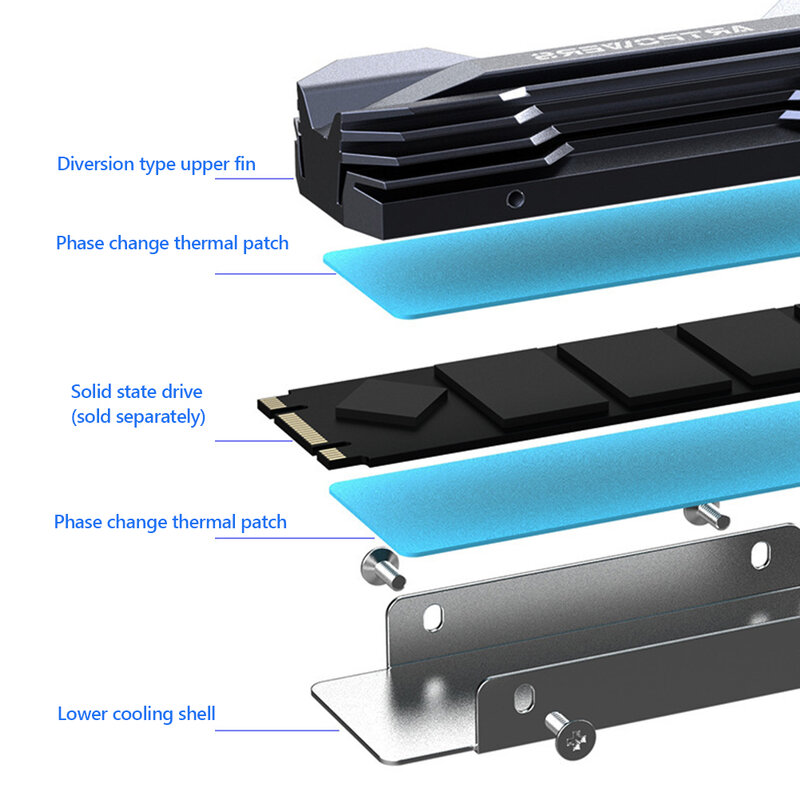 Feuille de refroidissement en alliage d'aluminium, refroidisseur de disque dur SSD M.2 2280 ARGB
