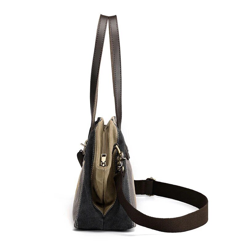 YILIAN-Bolso de lona de dos piezas para mujer, bolsa de hombro simple de gran capacidad, bolsa de tela cruzada