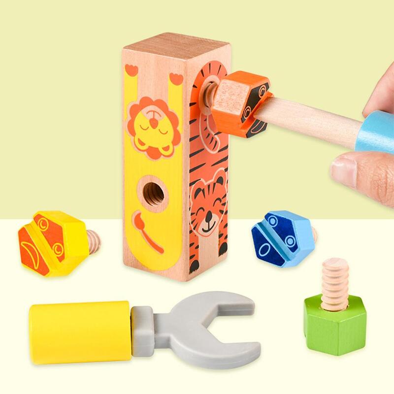 Mainan Blok Sekrup Kayu DIY Mainan Simulasi Anak Pengembangan untuk Anak Laki-laki & Perempuan