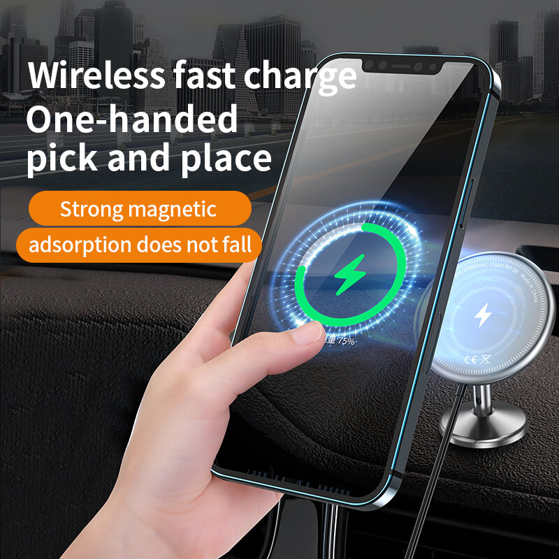 Magnetic Wireless Car Charger Mount Stand for iPhone 12 13 Series For Magsafe 15W Fast Wireless Charger Car Phone Holder