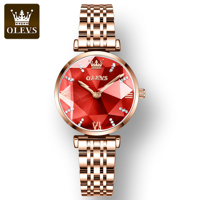 Модные модные роскошные часы OLEVS для женщин, Кварцевые водонепроницаемые женские наручные часы с ремешком из нержавеющей стали