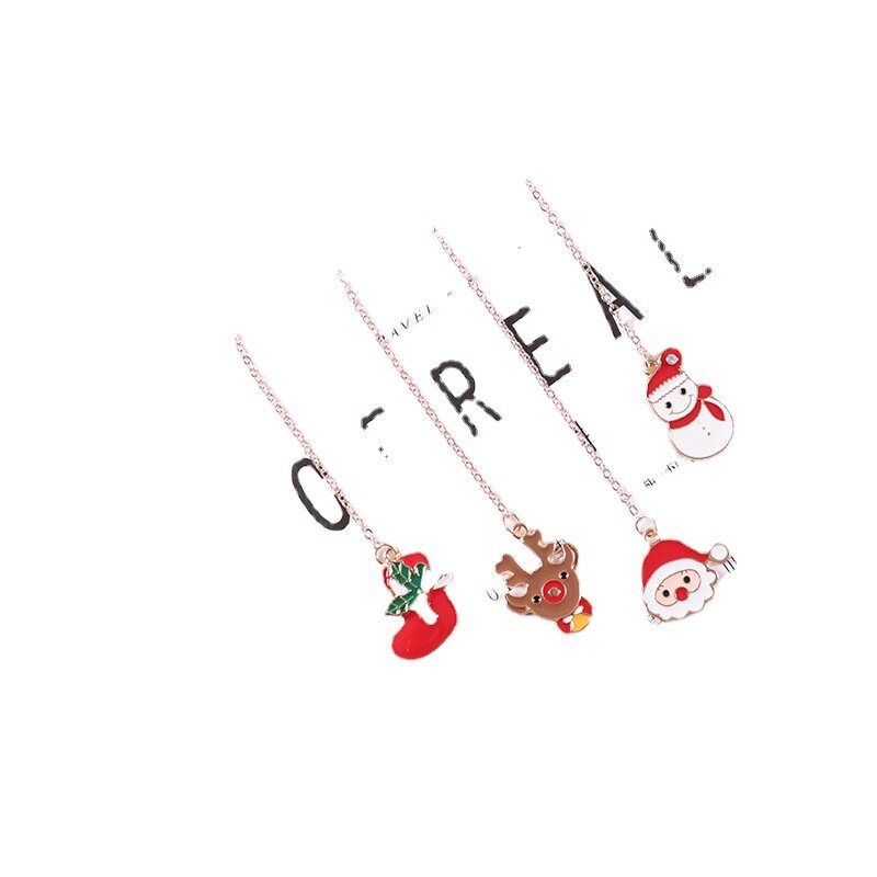 Cute Christmas Pendant Bookmark Fresh Student Metal Clip Pages Bookmark Christmas Gift