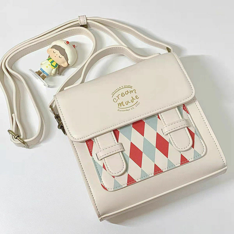 Xiuya Weihnachten Stil Umhängetasche Frauen Vintage Diamant Gitter Satchel Frau Nette Crossbody Schulter Tasche Kawaii Handtasche 2022